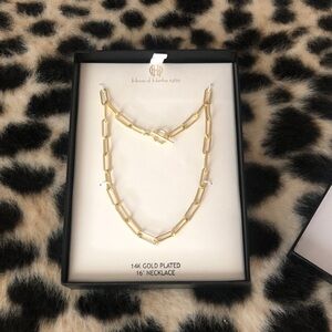 House of Harlow 1960 Black Box with Gold Logo 16” paperclip necklace NIB